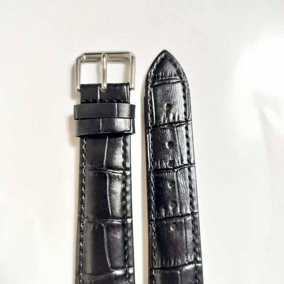 New Black Genuine Leather Croc. Watch Strap (The Heritage Collection) - Picture 3 of 4
